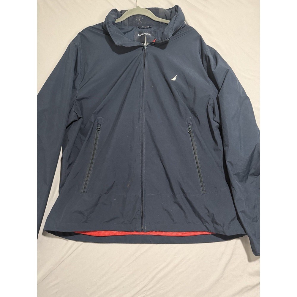 Nautica basic zip up jacket, blue, front pockets, men's xxl